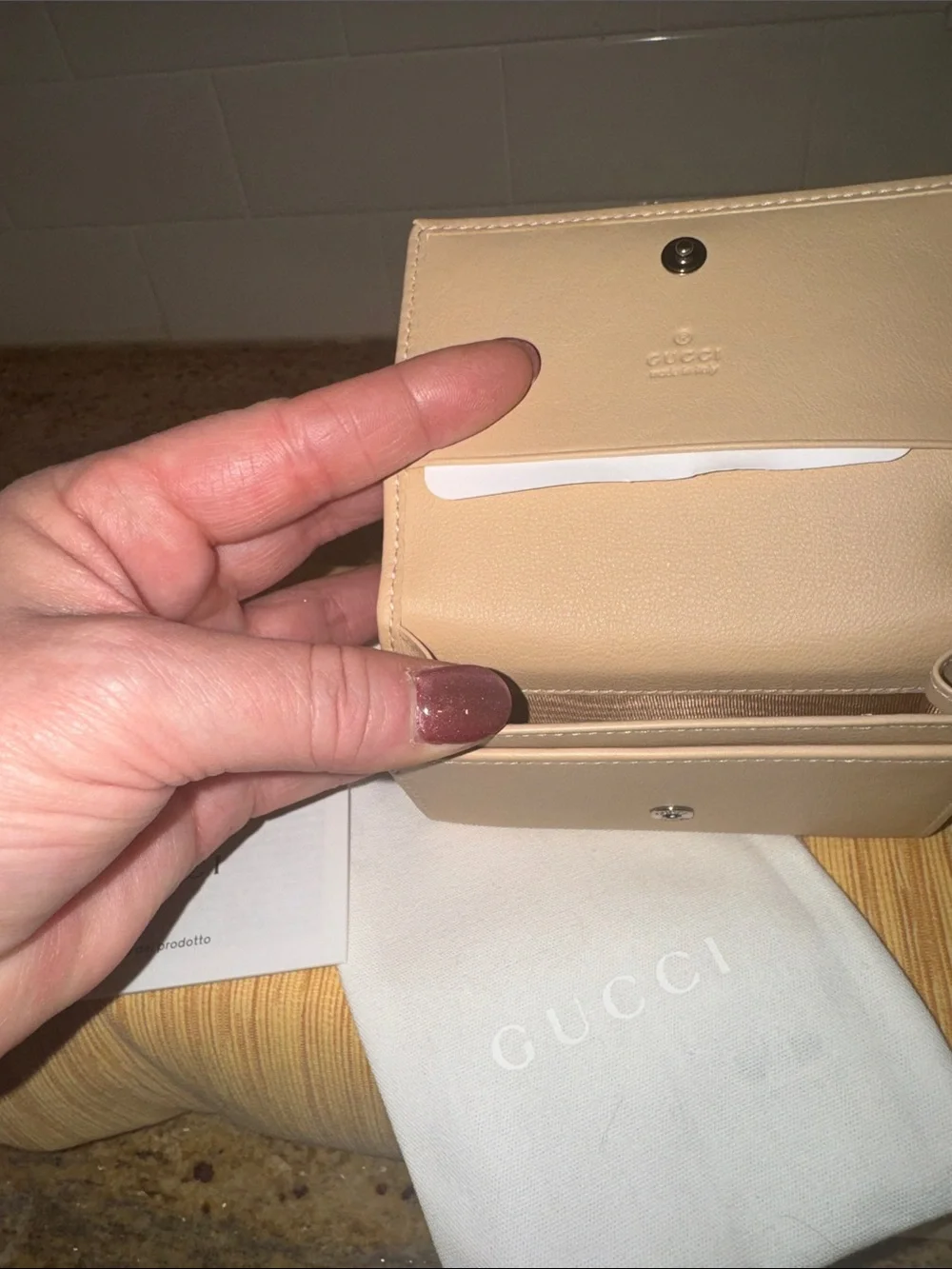 Gucci GG Marmont Beige Leather Compact Card Case Wallet “Light Beige” NWB - Picture 4 of 16